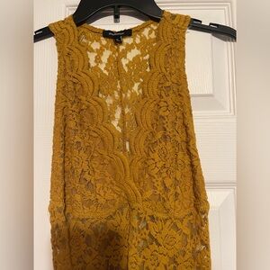 Mustard Lace Sleeveless Bodysuit
